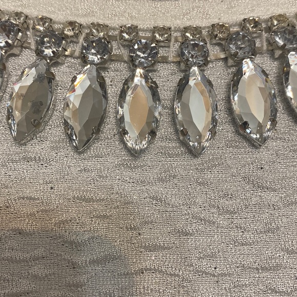 La Vanya white oversized tunic with sparkly rhinestones on neckline. Size medium - Picture 5 of 10